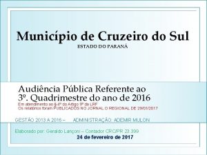 Municpio de Cruzeiro do Sul ESTADO DO PARAN