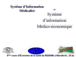 Systme dInformation Mdicalis ou Systme dinformation Mdicoconomique 1