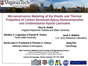 Title Here Micromechanics Modeling of the Elastic and