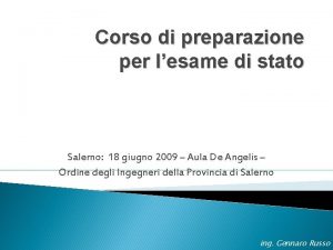 Corso di preparazione per lesame di stato Salerno