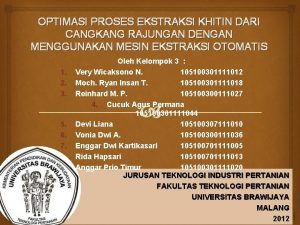 OPTIMASI PROSES EKSTRAKSI KHITIN DARI CANGKANG RAJUNGAN DENGAN