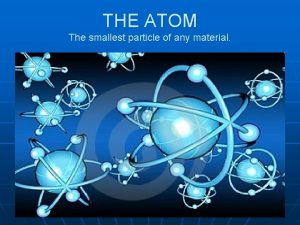 THE ATOM The smallest particle of any material