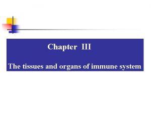 Chapter III The tissues and organs of immune