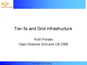 Tier3 s and Grid infrastructure Ruth Pordes Open