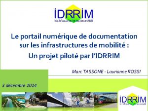 Le portail numrique de documentation sur les infrastructures