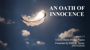 AN OATH OF INNOCENCE Lesson 11 COGIC World