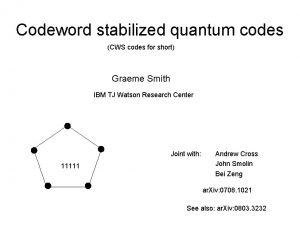Codeword stabilized quantum codes CWS codes for short