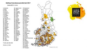 Kulttuurikasvatussuunnitelmat 2017 mukana 84311 kuntaa 1 Alavieska 2