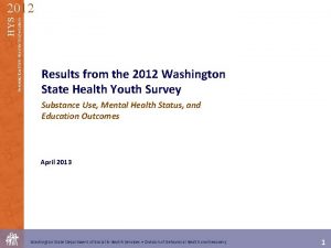 WASHINGTON STATE HEALTHY YOUTH SURVEY HYS 2012 Results