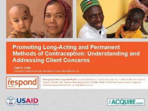 Promoting LongActing and Permanent Methods of Contraception Understanding
