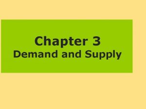 Chapter 3 Demand Supply Demand Supply Markets are