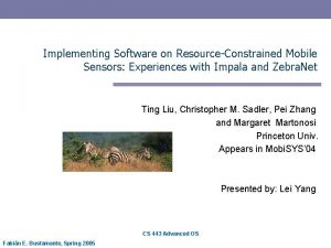 Implementing Software on ResourceConstrained Mobile Sensors Experiences with