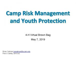 Camp Risk Management and Youth Protection 4 H