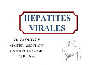 HEPATITES VIRALES Dr ZAOUI O F MAITRE ASSISTANT