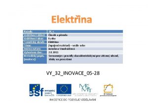 Elektina Ronk Vzdlvac oblast Vzdlvac obor Tematick okruh