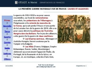 LA PREMIRE GUERRE MONDIALE VUE DE FRANCE CAUSES