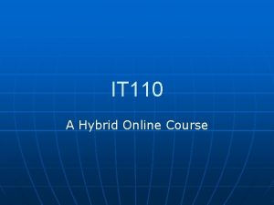 IT 110 A Hybrid Online Course Hybrid n