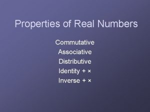 Properties of Real Numbers Commutative Associative Distributive Identity