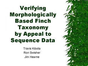 Verifying Morphologically Based Finch Taxonomy by Appeal to