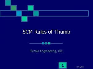 SCM Rules of Thumb Piccolo Engineering Inc 1
