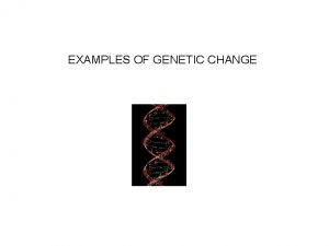 EXAMPLES OF GENETIC CHANGE Examples of physical traits