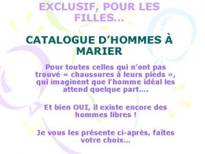 EXCLUSIF POUR LES FILLES CATALOGUE DHOMMES MARIER Pour