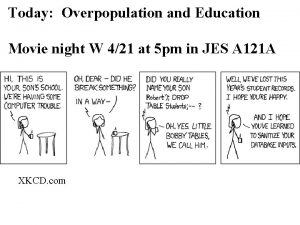 Today Overpopulation and Education Movie night W 421