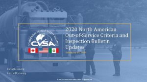 2020 North American OutofService Criteria and Inspection Bulletin