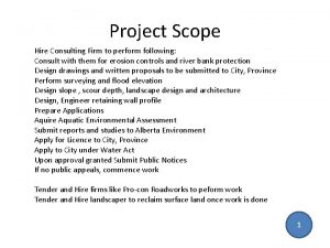 Project Scope Hire Consulting Firm to perform following