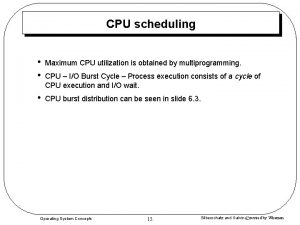 CPU scheduling Maximum CPU utilization is obtained by