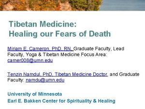 Tibetan Medicine Healing our Fears of Death Miriam