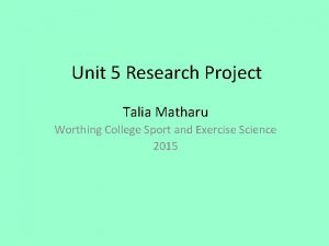Unit 5 Research Project Talia Matharu Worthing College
