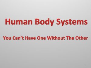 Human Body Systems You Cant Have One Without