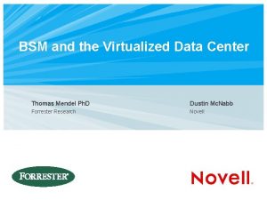 BSM and the Virtualized Data Center Thomas Mendel