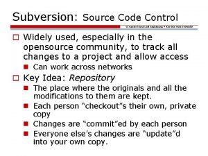 Subversion Source Code Control Computer Science and Engineering