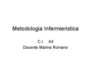 Metodologia Infermieristica C I A 4 Docente Marina