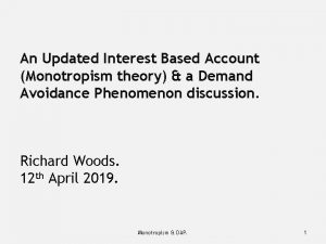 An Updated Interest Based Account Monotropism theory a
