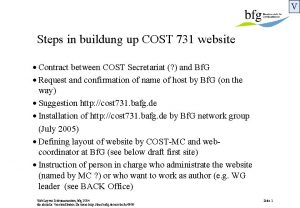 V Steps in buildung up COST 731 website