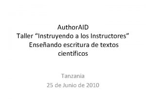 Author AID Taller Instruyendo a los Instructores Enseando