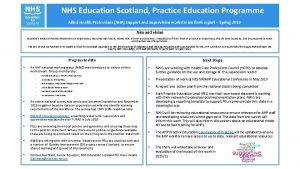 NHS Education Scotland Practice Education Programme Allied Health