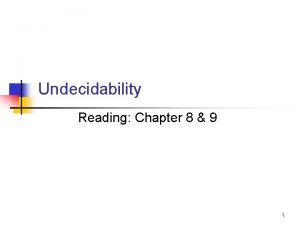 Undecidability Reading Chapter 8 9 1 Decidability vs