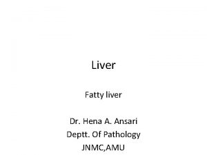 Liver Fatty liver Dr Hena A Ansari Deptt