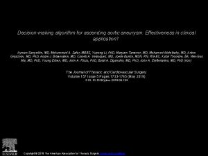 Decisionmaking algorithm for ascending aortic aneurysm Effectiveness in