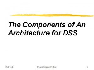 The Components of An Architecture for DSS 20211214