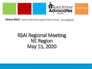 RSAI Regional Meeting NE Region May 15 2020