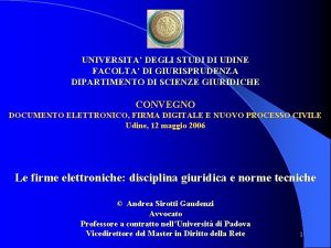 UNIVERSITA DEGLI STUDI DI UDINE FACOLTA DI GIURISPRUDENZA