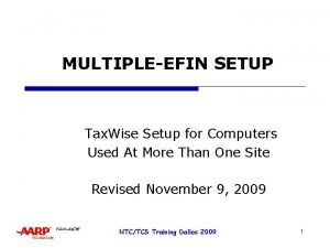 MULTIPLEEFIN SETUP Tax Wise Setup for Computers Used