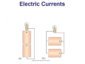 Electric Currents Electric Current Electric current is the