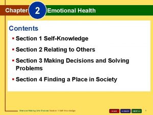 2 Chapter 2 Emotional Health Chapter Emotional Contents