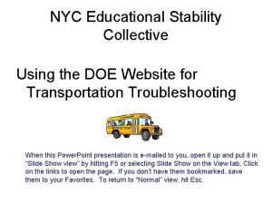 NYC Educational Stability Collective Using the DOE Website